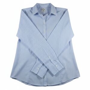 Brooks Brothers 1818 Womens Fitted Blue Striped Shirt 12 Preppy Nautical